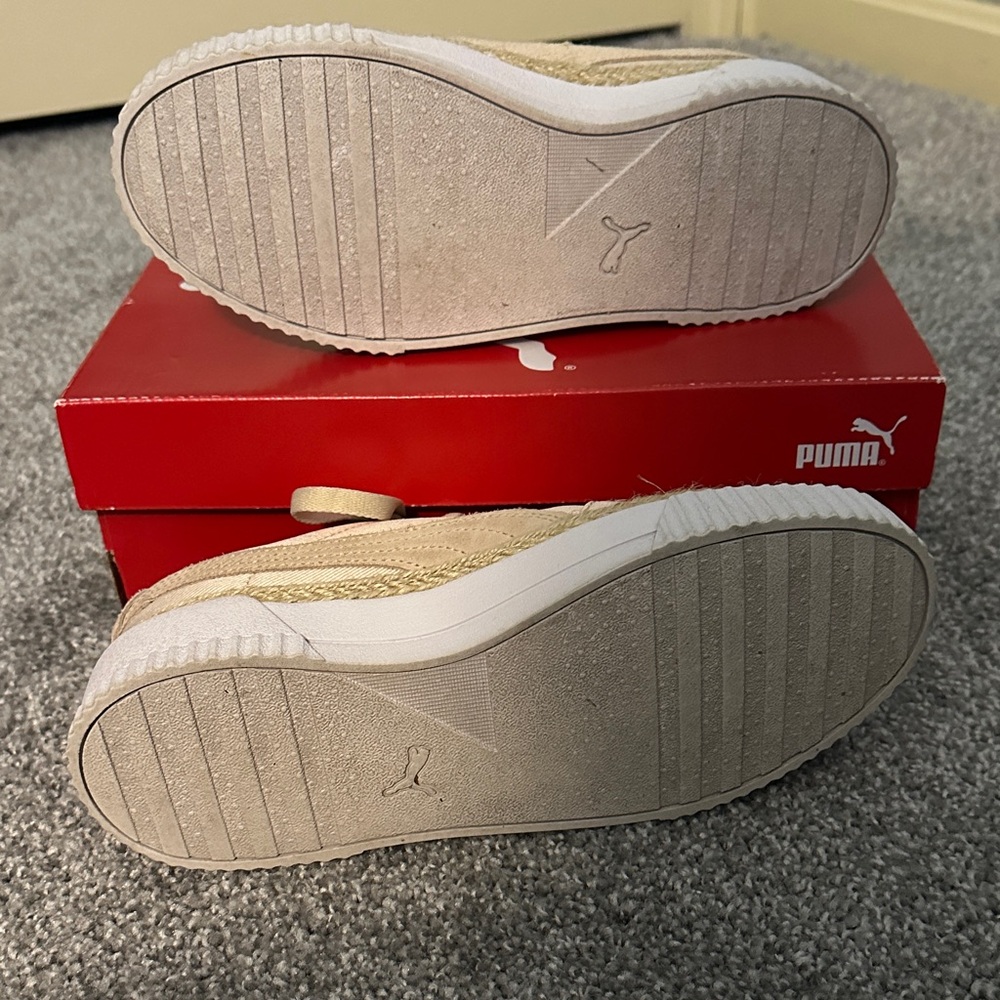 Puma Women's Platform Sneakers in Light Beige with White Sole - Picture 3 of 3